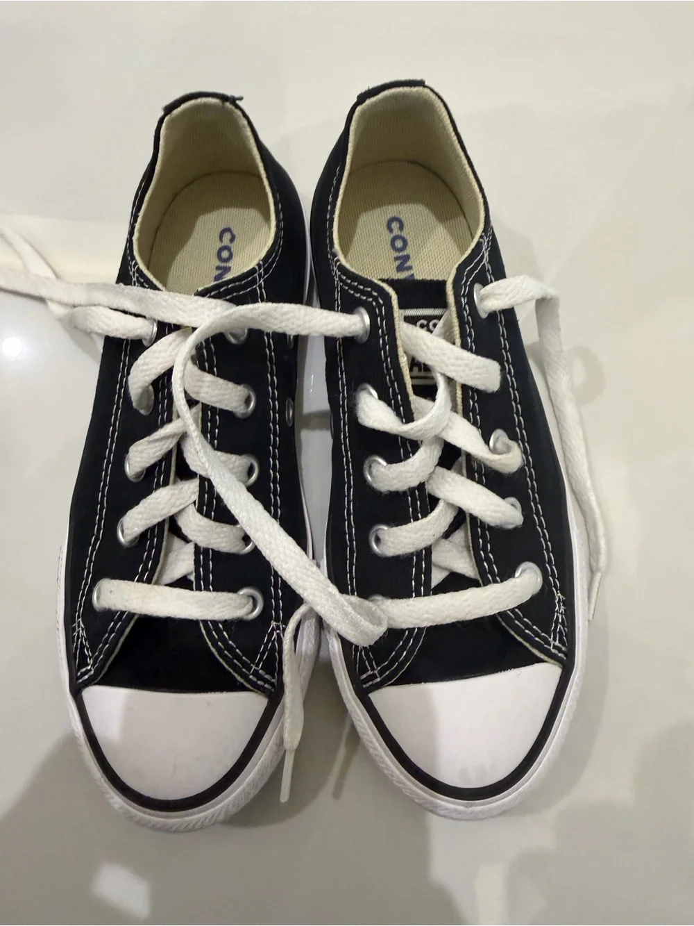 Converse Kids Black Low Top Sneakers with White Accents